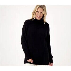 Encore by Idina Menzel Cowl Neck Cloud Sweater Jet Black X-Small A550328